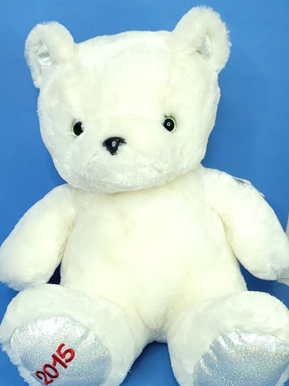 Russ White Jingle Bear Glitter Shiny Feet Plush 17” Sitting 2015 w/ Tags Stuffed
